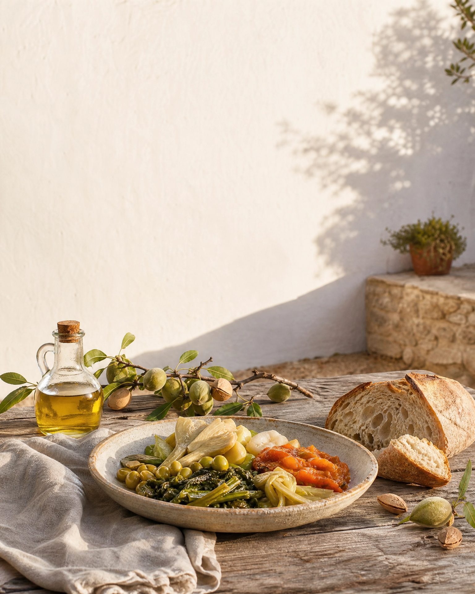 Producto local en una mesa mediterránea